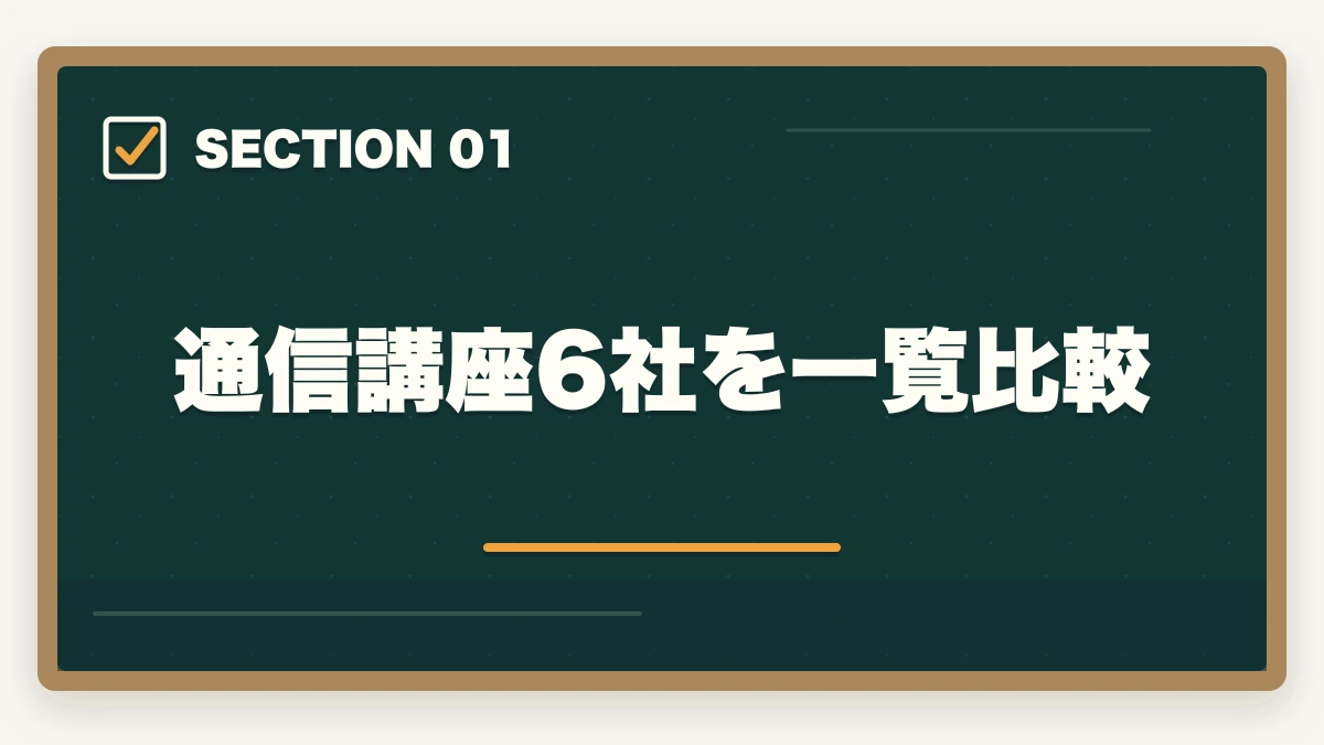 通信講座6社を一覧比較｜司法書士の通信講座おすすめ完全ガイド｜2026年最新比較で失敗しない選び方の図解