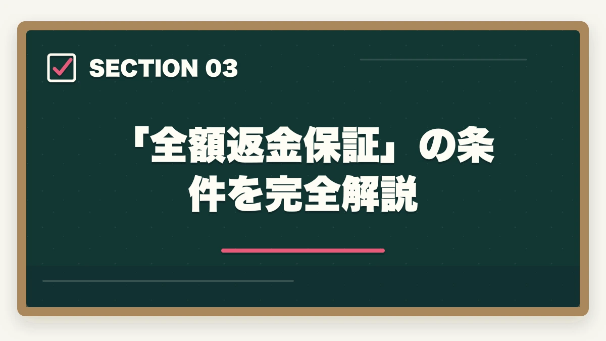 「全額返金保証」の条件を完全解説|アガルート中小企業診断士の評判は?全額返金・1次2次対応・料金を完全解説【2026年版】の図解