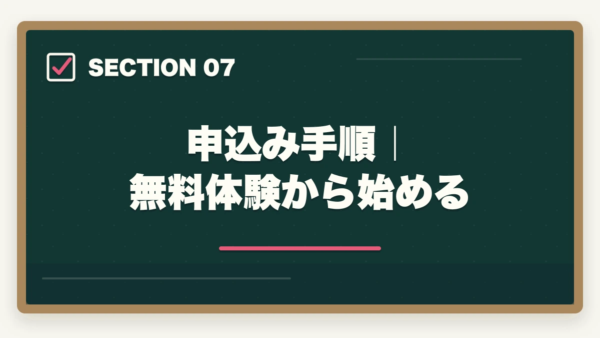 申込み手順|無料体験から始める|アガルート中小企業診断士の評判は?全額返金・1次2次対応・料金を完全解説【2026年版】の図解