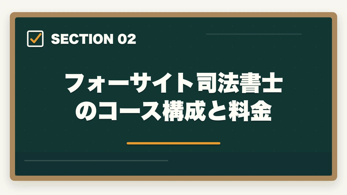 フォーサイト司法書士のコース構成と料金|フォーサイト司法書士の評判は?ManaBun・料金・合格率を完全解説【2026年版】の図解