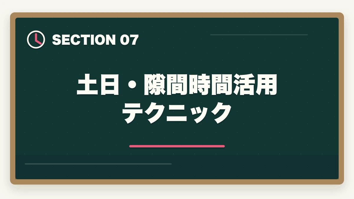 土日・隙間時間活用テクニック｜中小企業診断士に働きながら合格する方法｜サラリーマンが1000時間捻出する戦略【2026年版】の図解