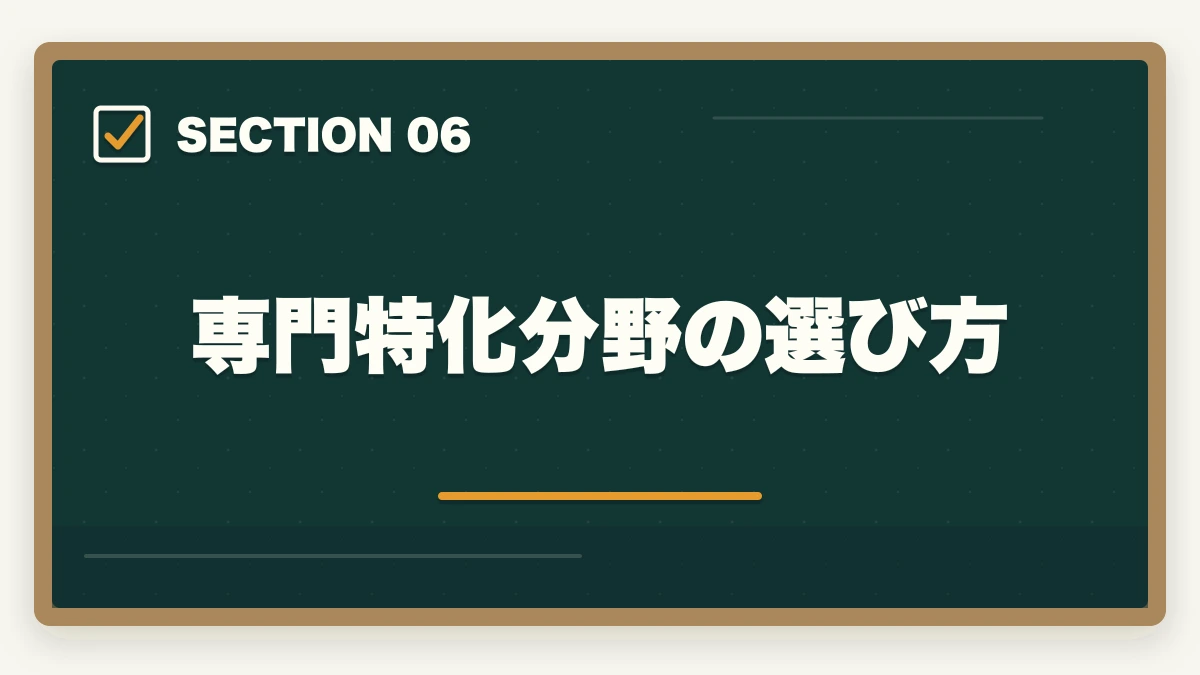 専門特化分野の選び方｜司法書士の業務内容｜不動産登記・商業登記・成年後見・債務整理を完全解説【2026年版】の図解