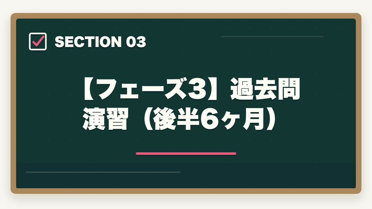【フェーズ3】過去問演習(後半6ヶ月)|司法書士合格までの55項目チェックリスト|申込みから本試験まで完全ナビゲーション【2026年版】の図解