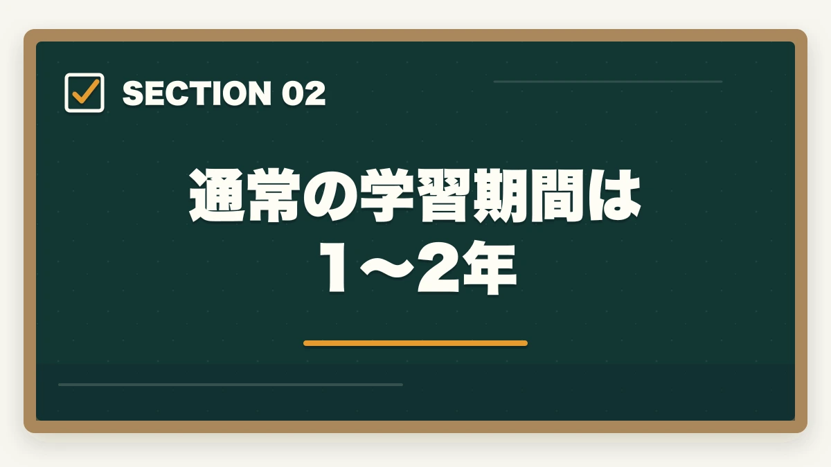 通常の学習期間は1～2年｜司法書士に1ヶ月で合格できる？合格するための戦略的アプローチの図解