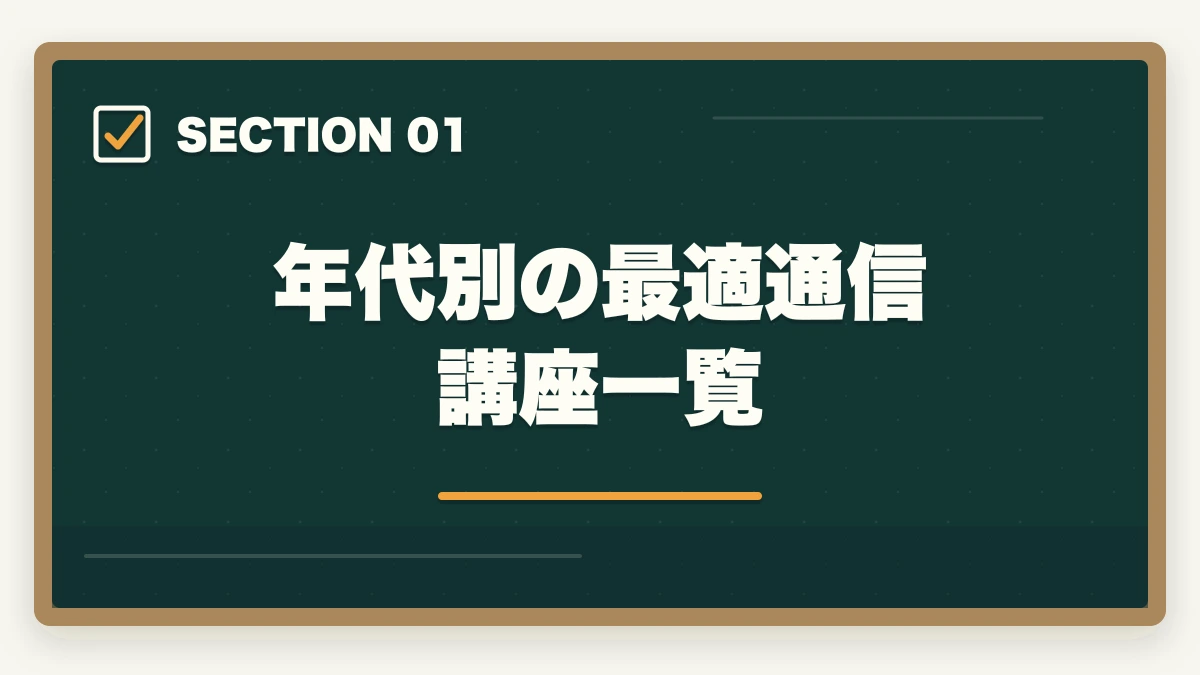 年代別の最適通信講座一覧｜中小企業診断士の通信講座 年代別おすすめ比較【20代・30代・40代・50代】2026年版の図解