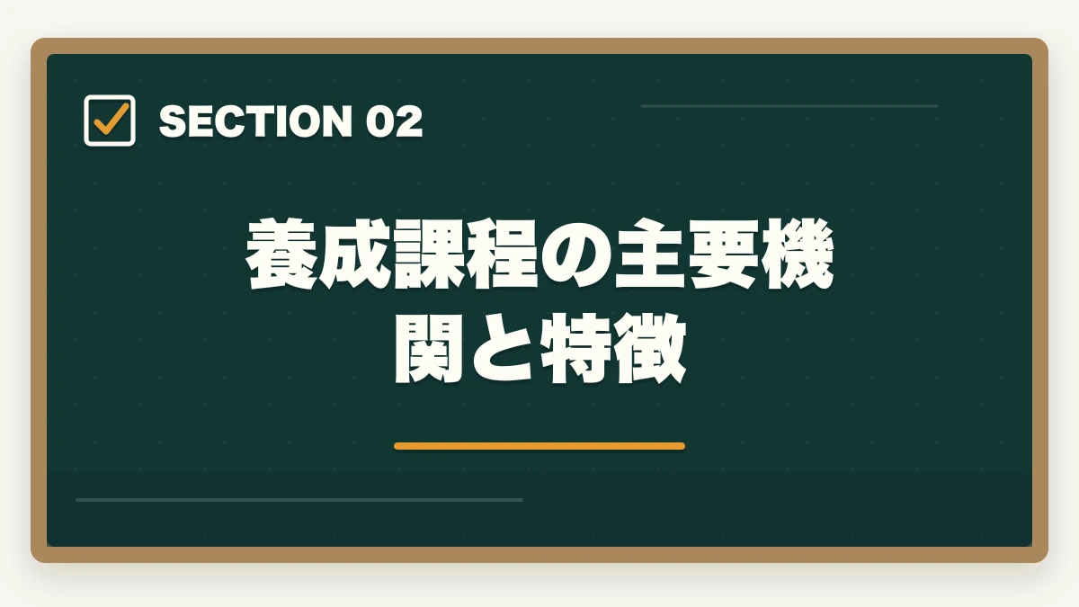 養成課程の主要機関と特徴|中小企業診断士の養成課程vs2次試験ルート徹底比較|どちらを選ぶべきか【2026年版】の図解