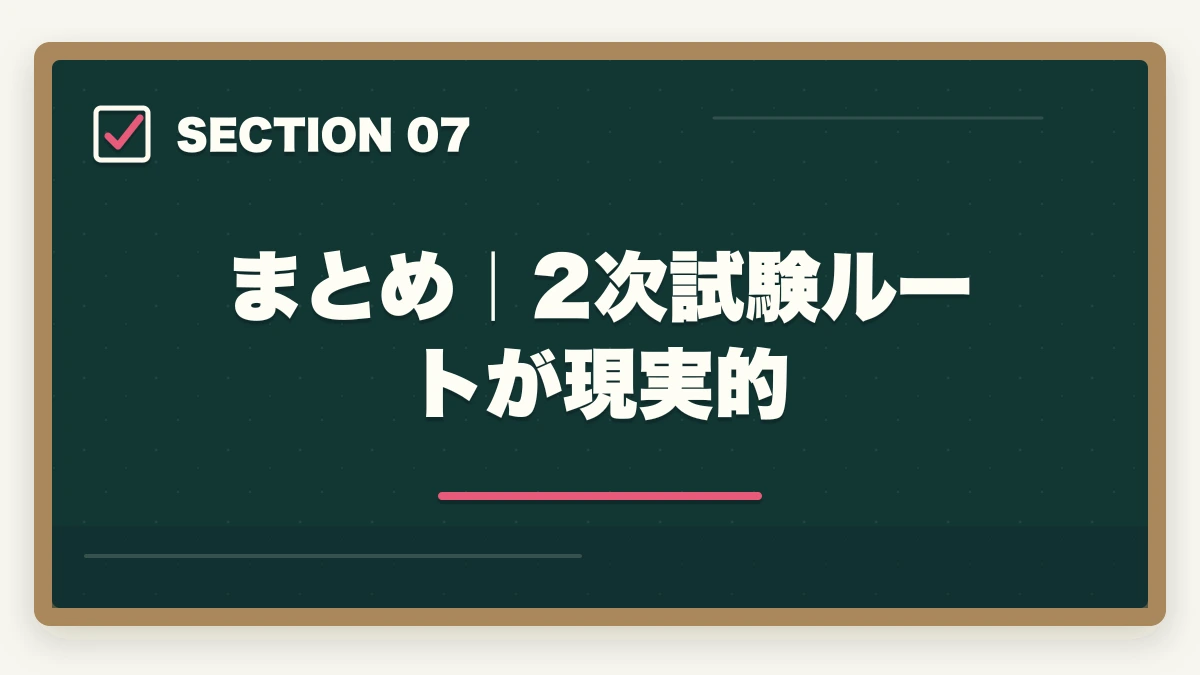まとめ|2次試験ルートが現実的|中小企業診断士の養成課程vs2次試験ルート徹底比較|どちらを選ぶべきか【2026年版】の図解