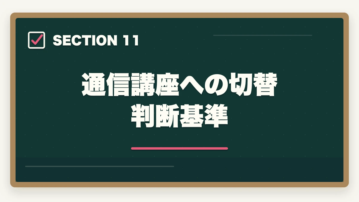 通信講座への切替判断基準｜司法書士の独学ロードマップ｜0から3000時間の完全戦略【2026年版】の図解