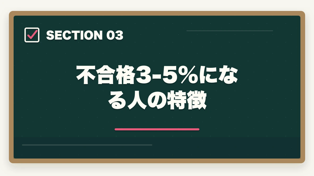 不合格3-5%になる人の特徴|司法書士の口述試験対策|合格率97%でも侮れない最終関門【2026年版】の図解