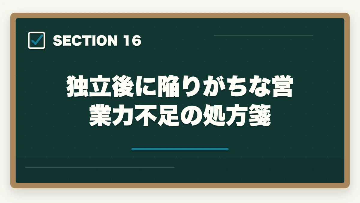 独立後に陥りがちな営業力不足の処方箋｜司法書士事務所の独立開業費用｜500万円で開業する完全ガイド【2026年版】の図解