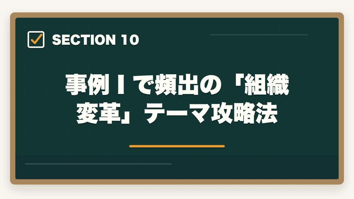 事例Ⅰで頻出の「組織変革」テーマ攻略法｜中小企業診断士の事例Ⅰ完全攻略｜組織・人事の解答パターンと得点UP戦略【2026年版】の図解