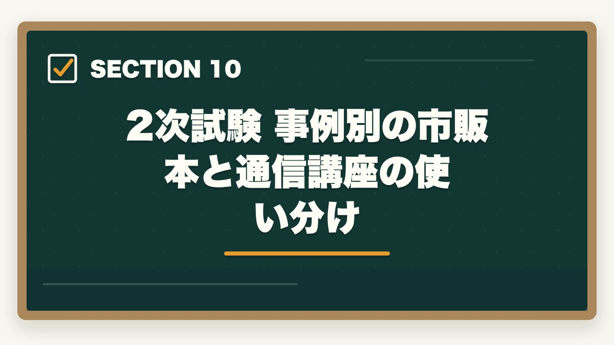 2次試験 事例別の市販本と通信講座の使い分け｜中小企業診断士のテキスト・参考書おすすめランキング7選【2026年版】の図解