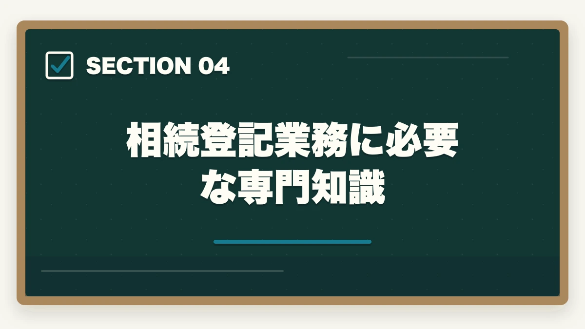 相続登記業務に必要な専門知識|司法書士の相続登記業務完全ガイド|2024年義務化で需要急増【2026年版】の図解