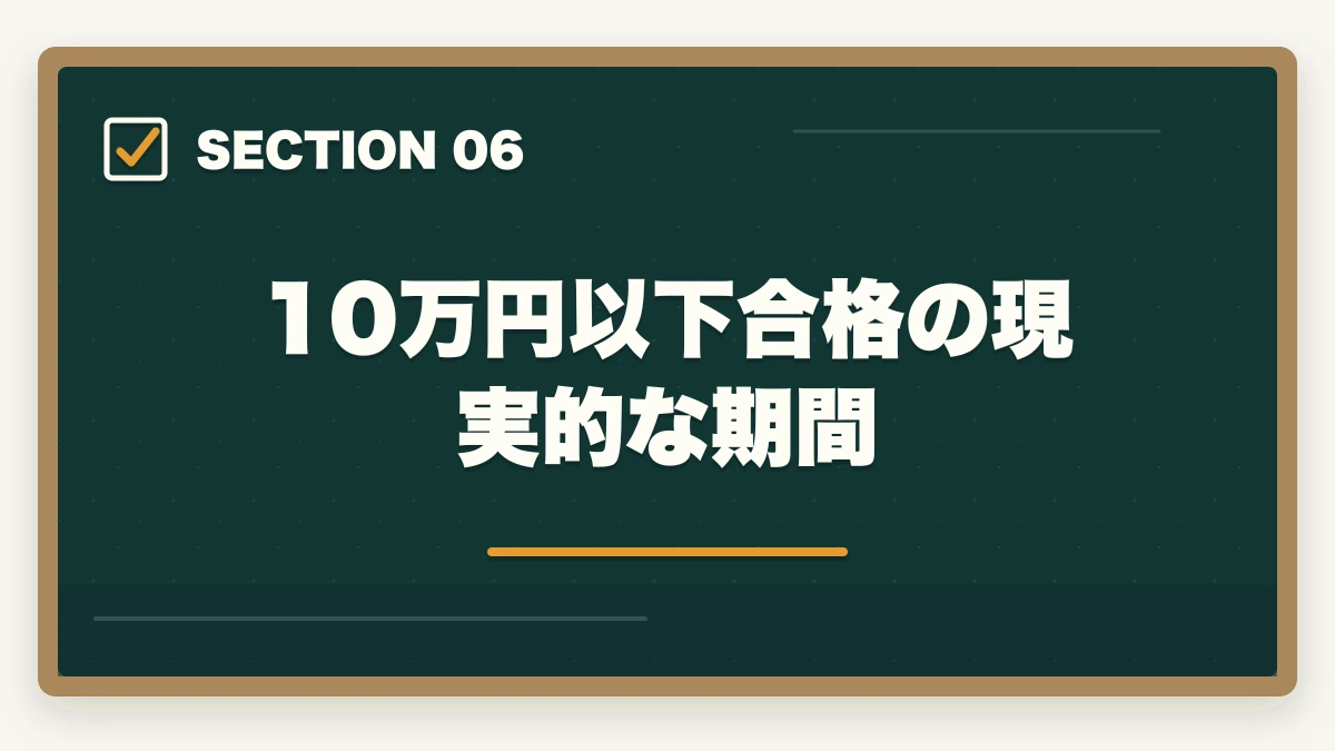 10万円以下合格の現実的な期間|司法書士の最安合格戦略|10万円以下で合格する完全ロードマップ【2026年版】の図解