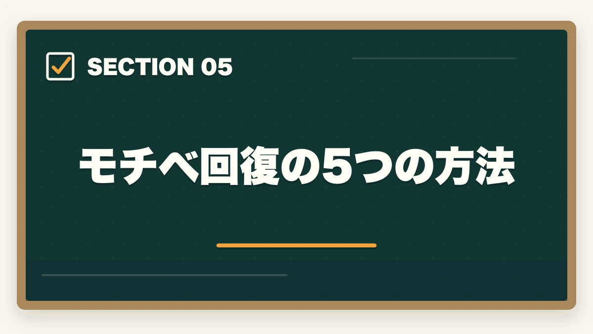 モチベ回復の5つの方法｜司法書士の不合格→翌年合格の逆転戦略｜失敗した受験生の再起完全ガイド【2026年版】の図解