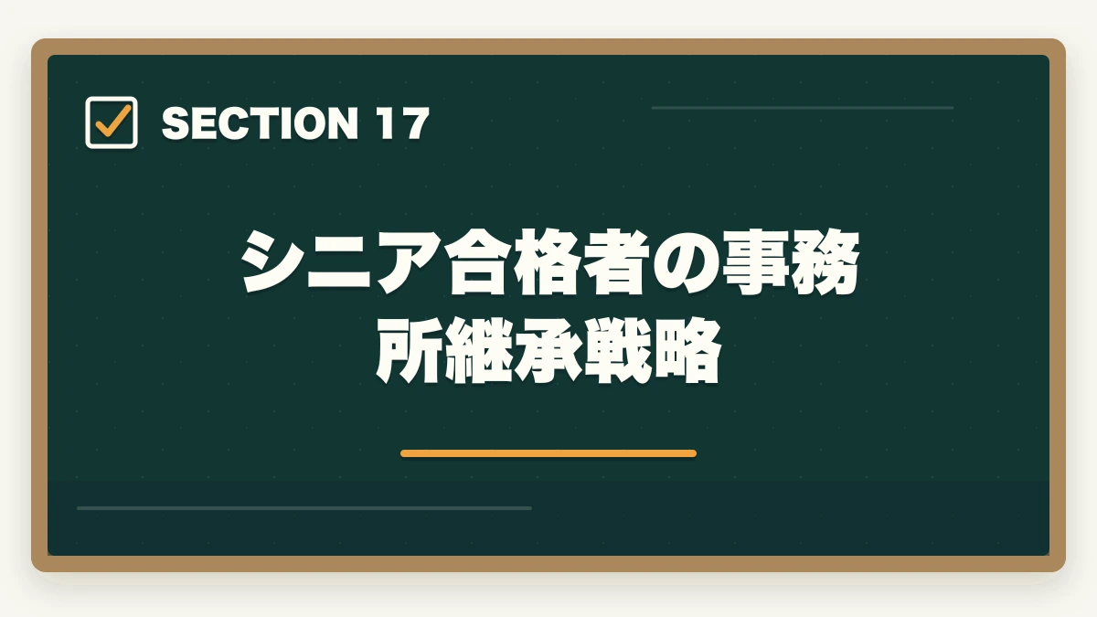 シニア合格者の事務所継承戦略|司法書士のシニア合格戦略|50代・60代でも合格する短期メソッド【2026年版】の図解