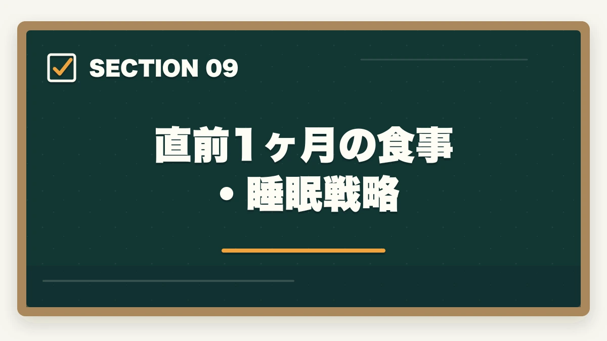 直前1ヶ月の食事・睡眠戦略｜司法書士の直前1ヶ月対策｜本試験で実力を最大化する完全マニュアル【2026年版】の図解