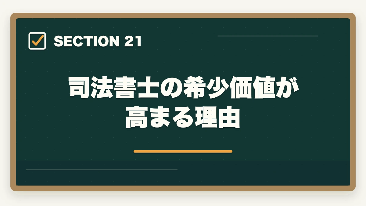 司法書士の希少価値が高まる理由|司法書士の将来性は本当にあるか?AI時代の士業の生き残り戦略【2026年最新】の図解
