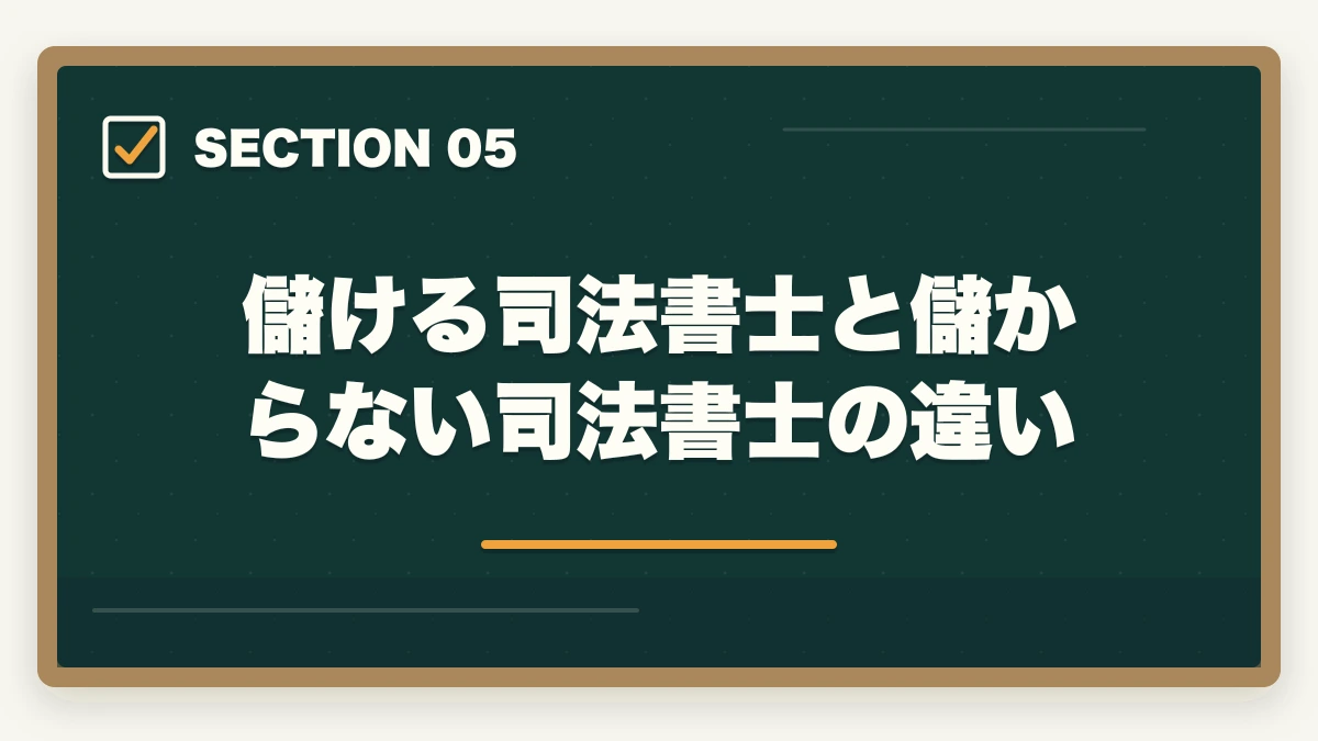 儲ける司法書士と儲からない司法書士の違い｜司法書士は儲かるか？年収500-1500万円の実態と内訳【2026年版】の図解