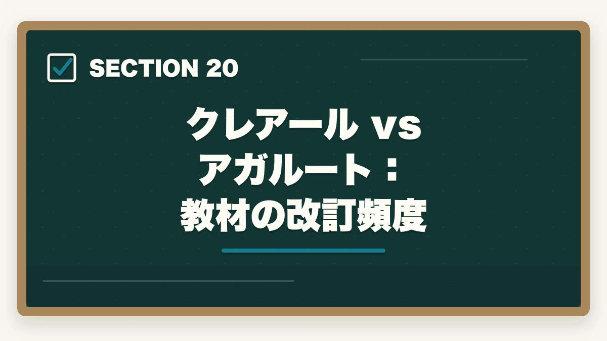 クレアール vs アガルート:教材の改訂頻度|クレアール vs アガルート 司法書士|2026年最新の徹底比較で最適解を提示の図解