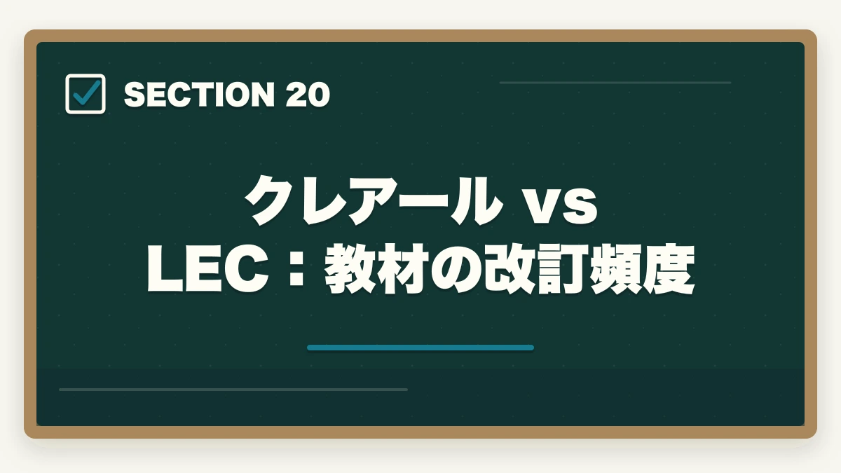 クレアール vs LEC：教材の改訂頻度｜クレアール vs LEC 司法書士｜2026年最新の徹底比較で最適解を提示の図解