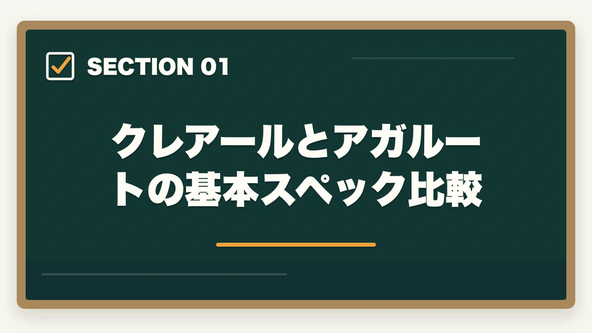 クレアールとアガルートの基本スペック比較|クレアール vs アガルート 中小企業診断士|2026年最新の徹底比較で最適解を提示の図解