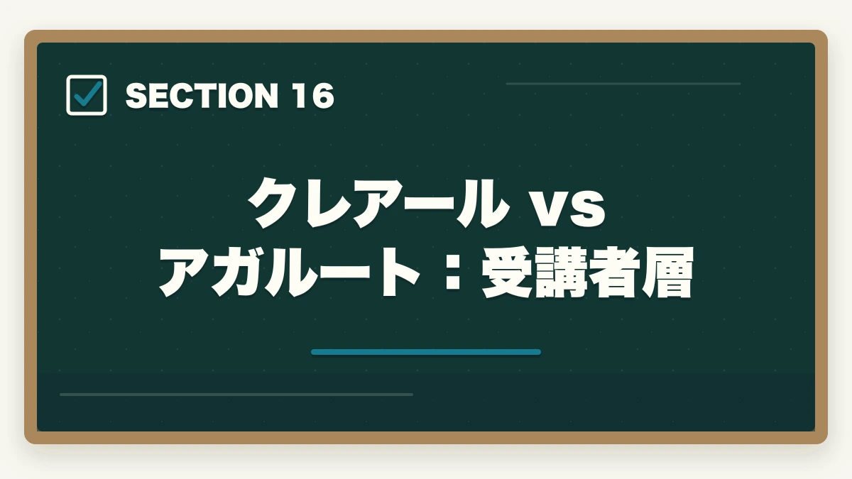 クレアール vs アガルート:受講者層|クレアール vs アガルート 中小企業診断士|2026年最新の徹底比較で最適解を提示の図解