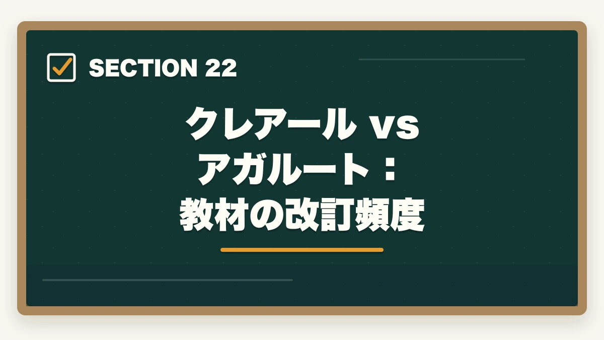 クレアール vs アガルート:教材の改訂頻度|クレアール vs アガルート 中小企業診断士|2026年最新の徹底比較で最適解を提示の図解