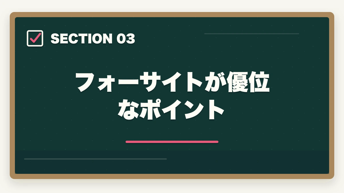 フォーサイトが優位なポイント｜クレアール vs フォーサイト 中小企業診断士｜2026年最新の徹底比較で最適解を提示の図解