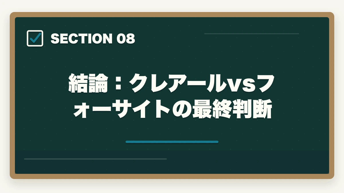 結論：クレアールvsフォーサイトの最終判断｜クレアール vs フォーサイト 中小企業診断士｜2026年最新の徹底比較で最適解を提示の図解