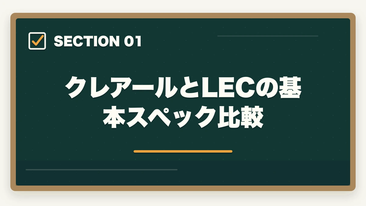クレアールとLECの基本スペック比較｜クレアール vs LEC 中小企業診断士｜2026年最新の徹底比較で最適解を提示の図解