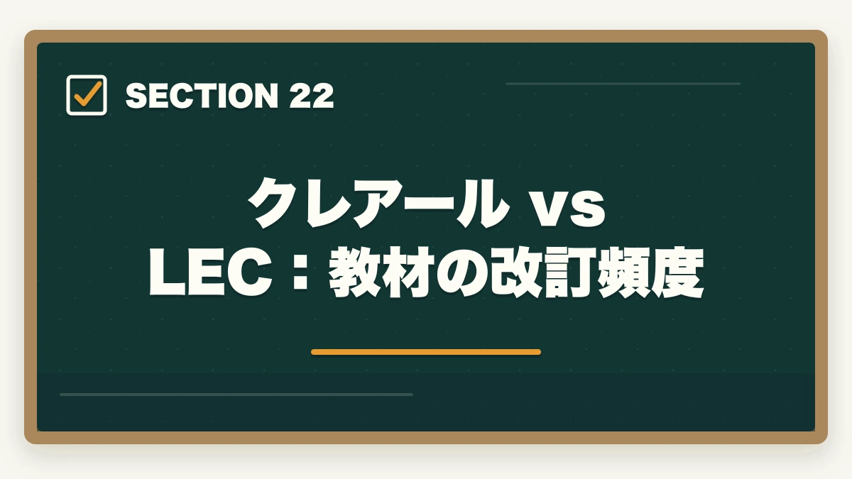 クレアール vs LEC：教材の改訂頻度｜クレアール vs LEC 中小企業診断士｜2026年最新の徹底比較で最適解を提示の図解