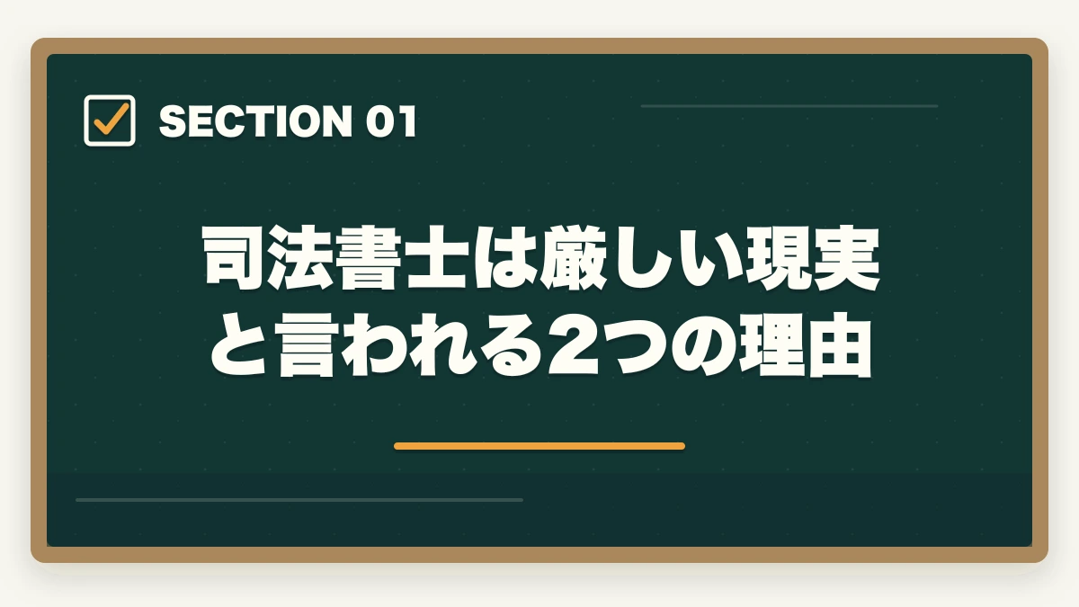 司法書士は厳しい現実と言われる2つの理由｜司法書士は厳しい現実？生き残り戦略と将来性を解説の図解