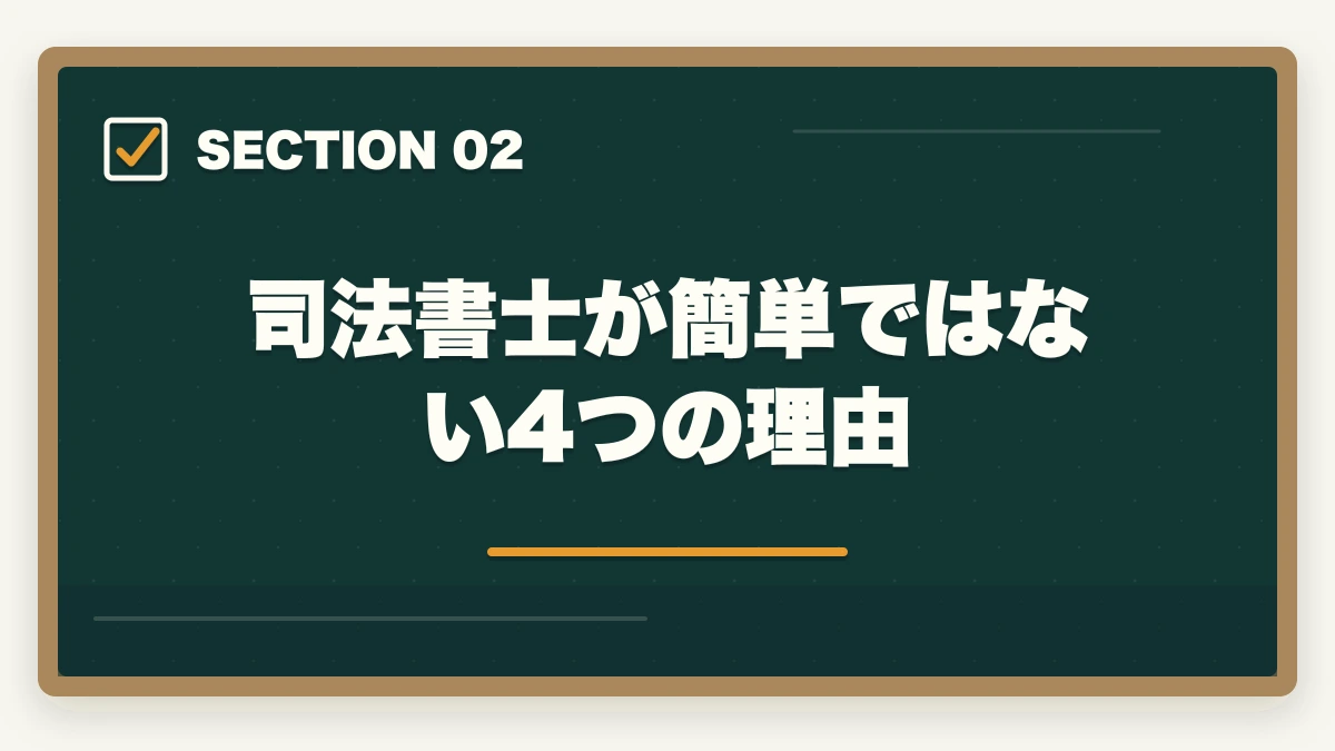 司法書士が簡単ではない4つの理由|司法書士は簡単だった?試験の難易度と合格できる勉強法を解説の図解