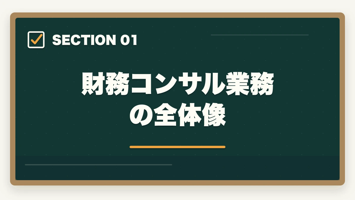 財務コンサル業務の全体像｜中小企業診断士の財務コンサル業務完全ガイド｜CFO代行・資金調達で年収1200万円【2026年版】の図解