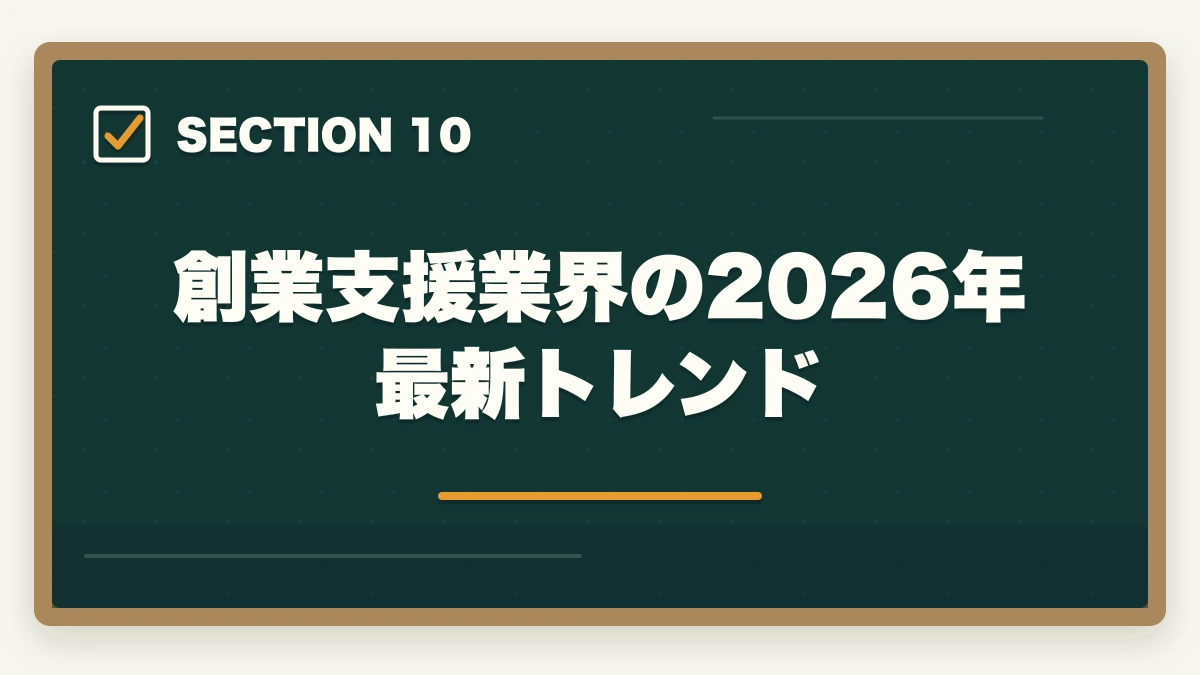 創業支援業界の2026年最新トレンド｜中小企業診断士の創業支援業務完全ガイド｜起業家伴走で年収600万円【2026年版】の図解