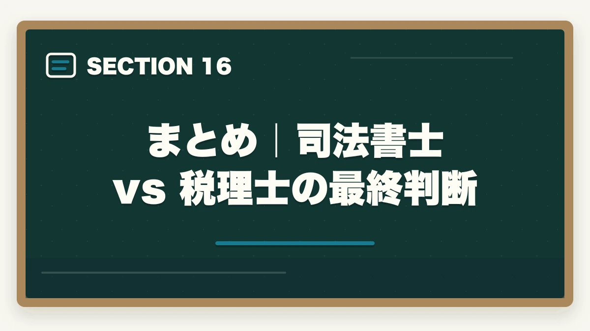 まとめ｜司法書士 vs 税理士の最終判断｜司法書士 vs 税理士 完全比較深掘り｜難易度・年収・将来性を徹底検証【2026年最新】の図解