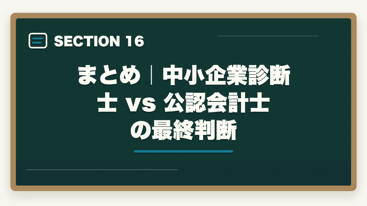 まとめ|中小企業診断士 vs 公認会計士の最終判断|中小企業診断士 vs 公認会計士 完全比較深掘り|難易度・年収・将来性を徹底検証【2026年最新】の図解