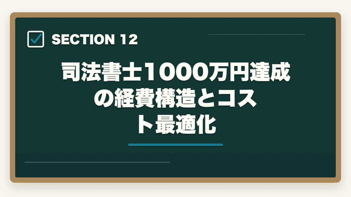 司法書士1000万円達成の経費構造とコスト最適化|司法書士の独立3年で年収1000万円達成戦略|実例10名の共通点【2026年版】の図解