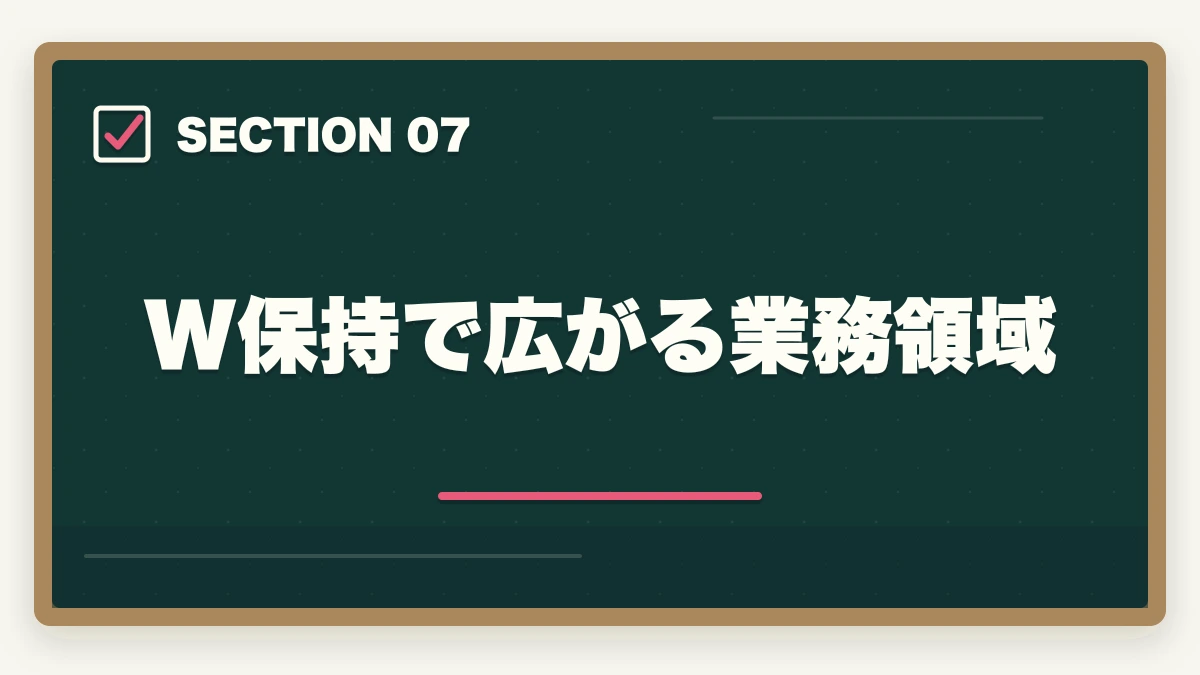 W保持で広がる業務領域|司法書士・中小企業診断士W合格戦略|法律+経営の最強士業を最短で掴む完全ガイド【2026年版】の図解