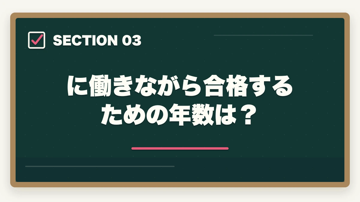 に働きながら合格するための年数は？｜司法書士にサラリーマンが合格できる？オススメの勉強法を解説！の図解