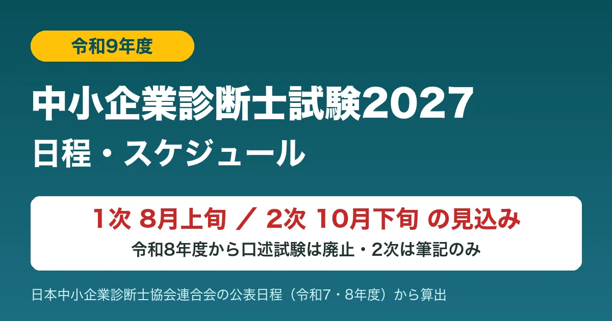 中小企業診断士試験2027（令和9年度）の日程｜1次8月上旬・2次10月下旬の見込み